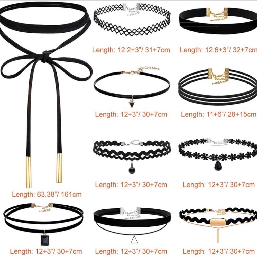 NWT Black Choker Necklace Set
